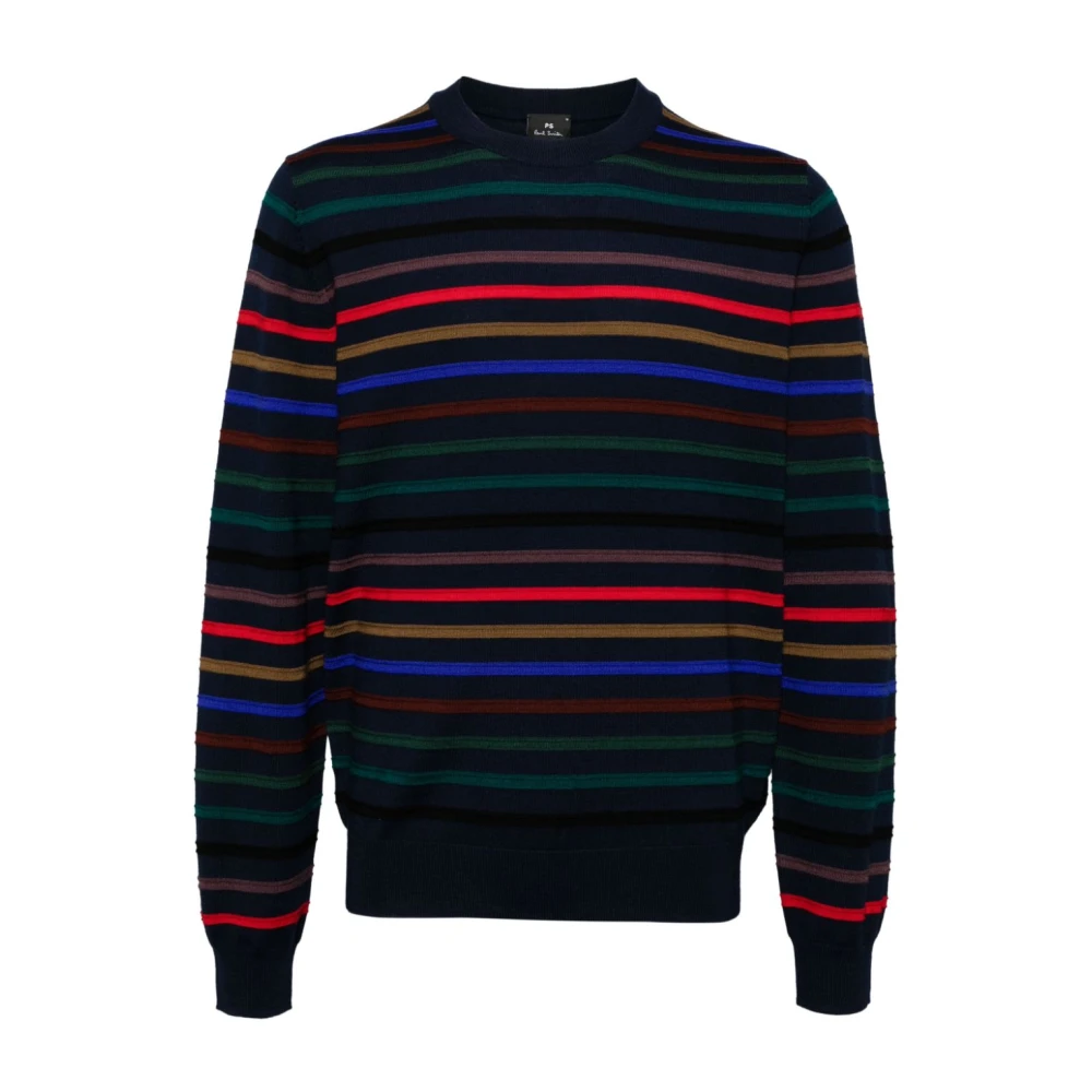 PS By Paul Smith Blauw Gestreepte Crewneck Sweater Multicolor Heren