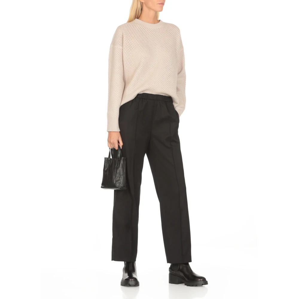 Fabiana Filippi Beige Wol Zijde Crewneck Sweater Beige Dames