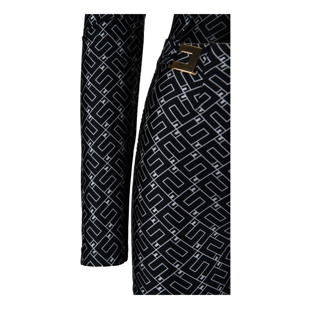 Elisabetta Franchi Gouden Logo Rits Jumpsuit Black Dames