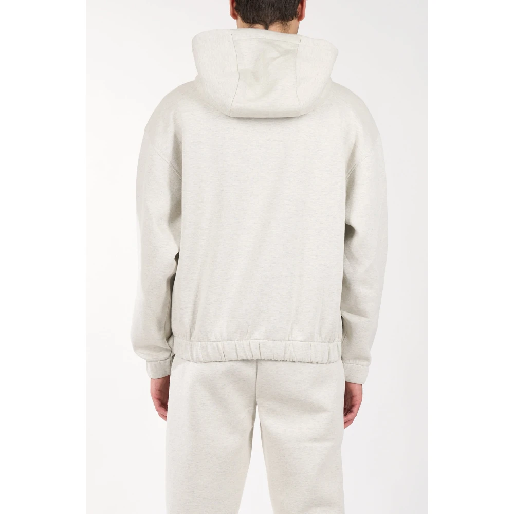 Hugo Boss Katoenen hoodie met logo borduurwerk Gray Heren