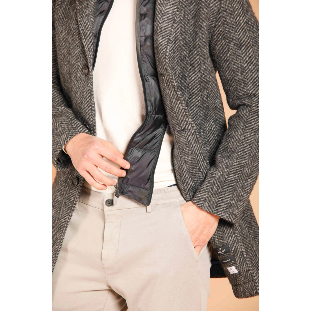 Mason's Donkergrijze wollen jas met katoenen effect Gray Heren