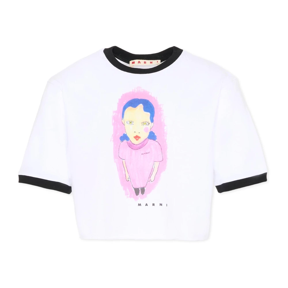 Marni Women's White Short Sleeve Crop T-Shirt