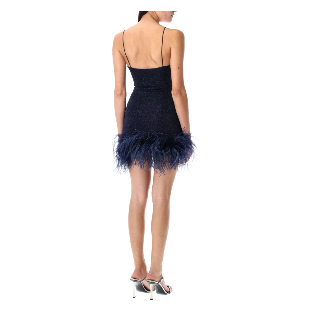 Oseree Nachtblauwe Lumiere Plumage Mini Jurk Black Dames