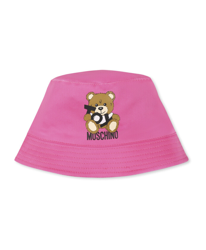 cloche-en-coton-fuchsia-avec-ours-en-peluche