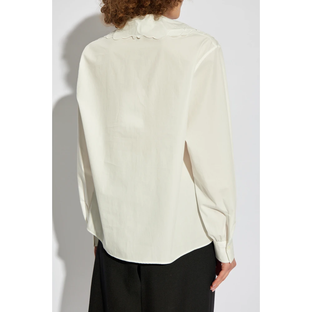 Chloé Katoenen shirt met kanten afwerking White Dames