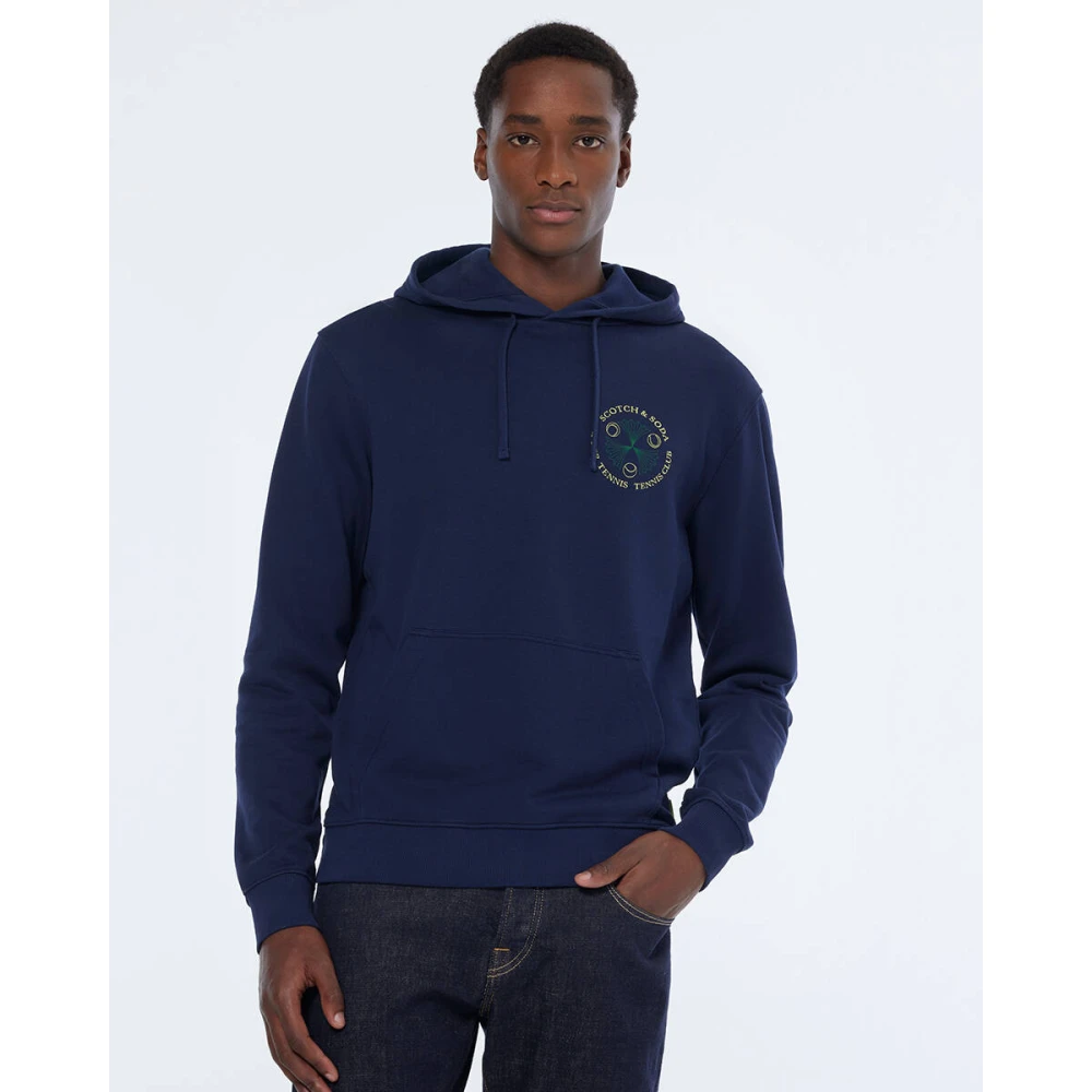 Scotch & Soda Artwork Hoodie Sweatshirt Blue Heren