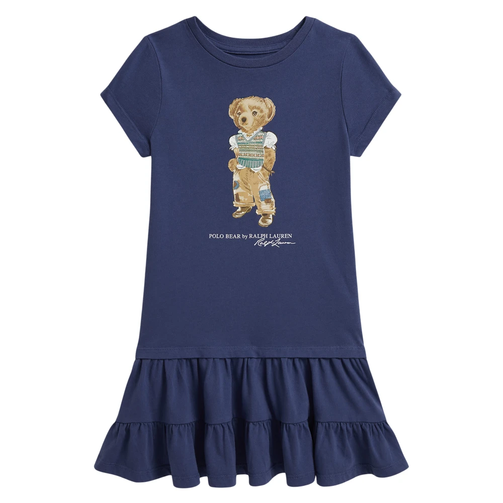 Ralph Lauren Girls Blue Dresses, 6 Y, Polo Bear Cotton Jersey Dress