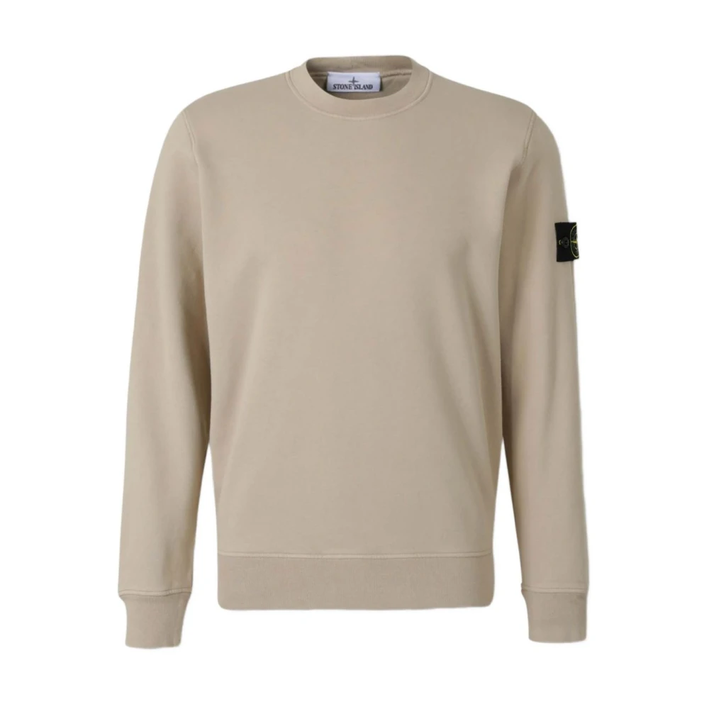 Stone Island Beige Ribbed Jumper With Lunette Detail - Male - Round-Neck Knitwear - S - Knitwear