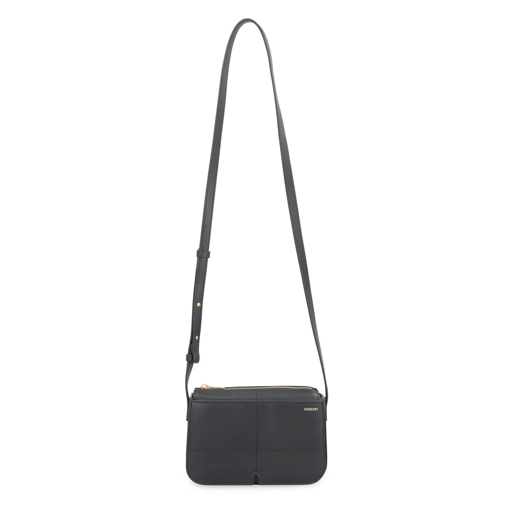Burberry Leren Crossbody Tas met Voorvak Black Dames