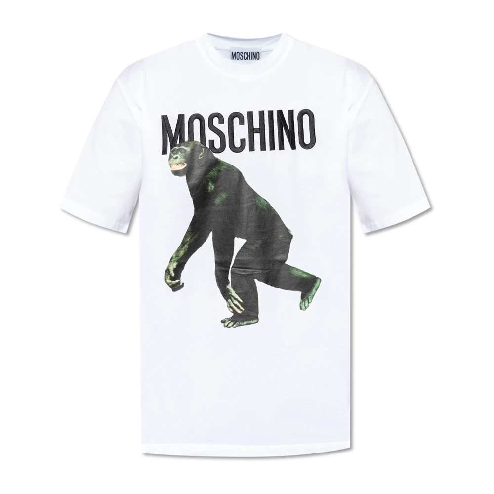 Moschino Uomo Bianco T-Shirt Con Logo