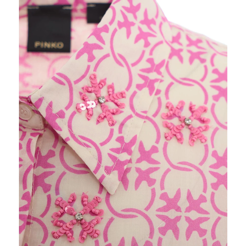 pinko Overhemd met Parelborduursel en Enkele Knoopsluiting Pink Dames