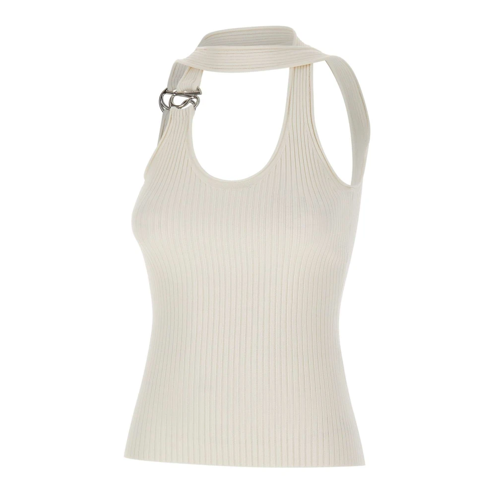Coperni Women's White C-Logo Knit Top - Sleeveless Tops - Xs - Tops
