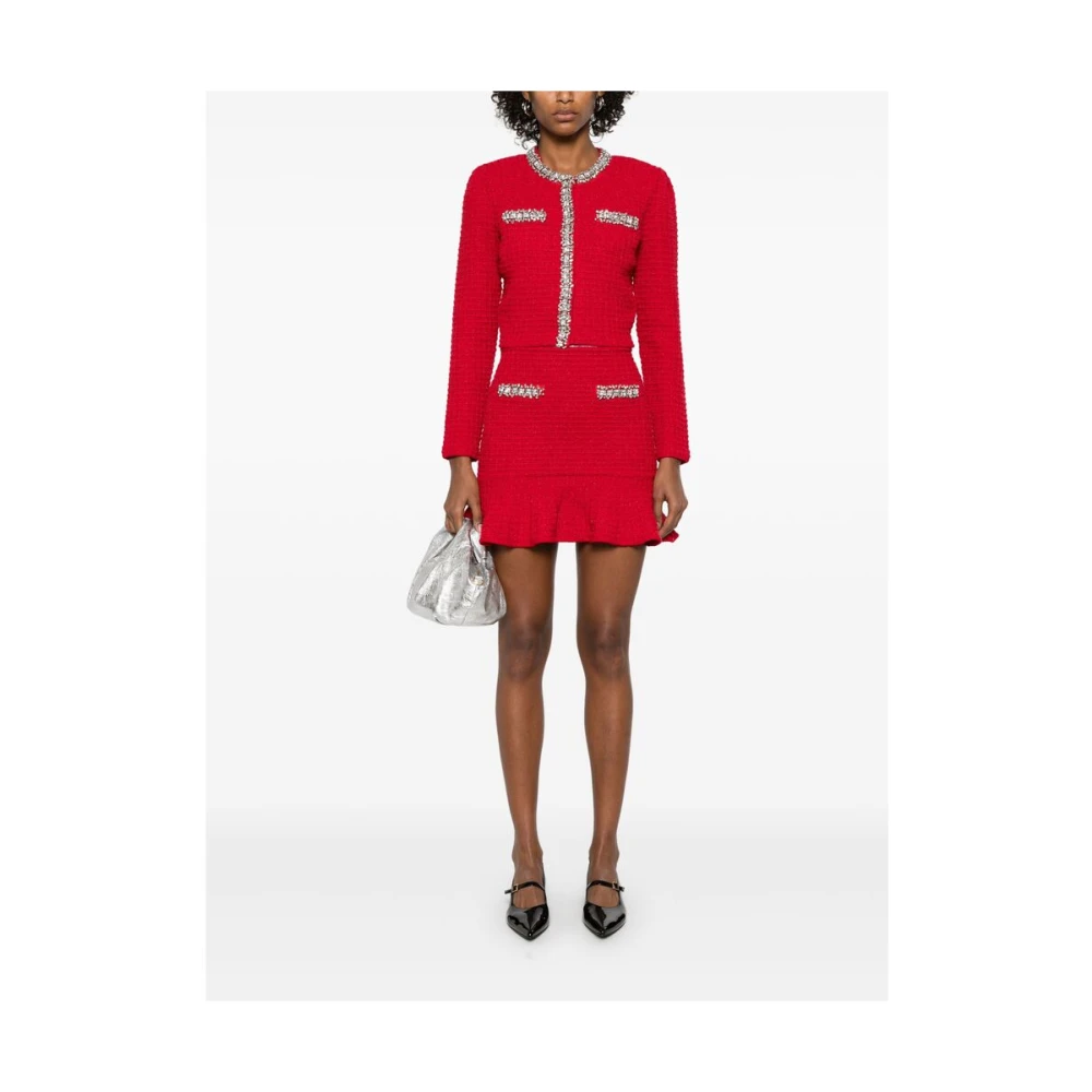 Self Portrait Kristal Rose Rode Sweater met Zakken Red Dames