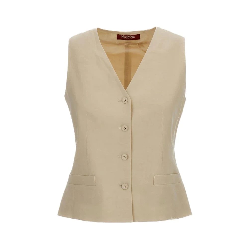 Max Mara Studio Women's Beige Mstcarnet Vest - Waistcoats - S - Jackets