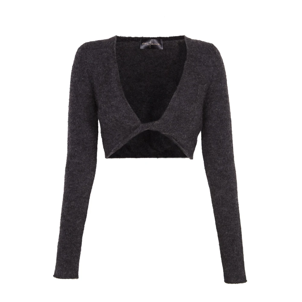 Cortana Alpaca Merino Zijde Grafiet Top Black Dames