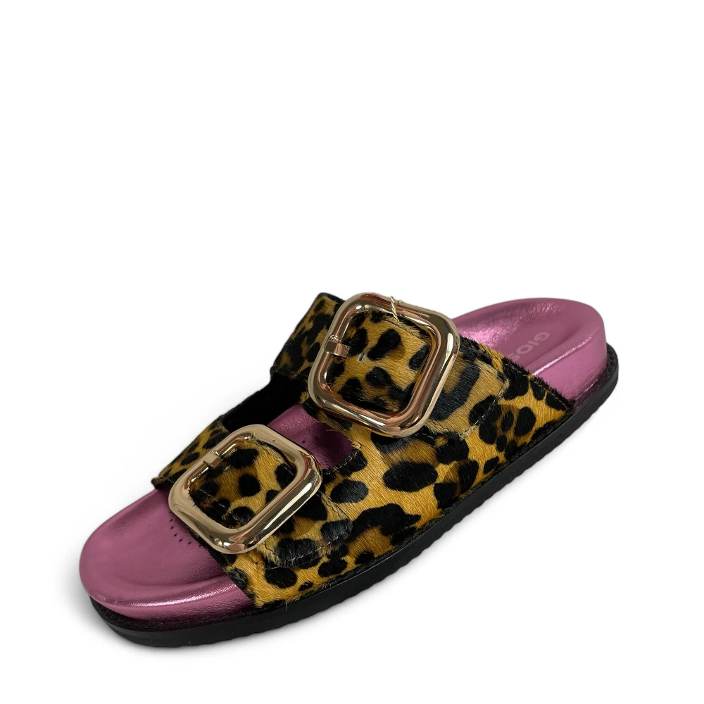 Gioseppo Women's Multicolor Animal Print Sandals With Adjustable Straps - Sliders - 5 Uk - Shoes
