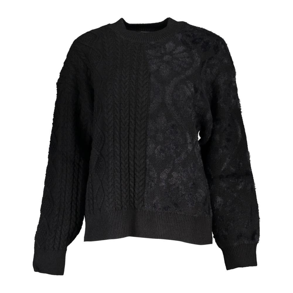 Desigual Zwarte Trui met Lange Mouwen en Hoge Hals Black Dames