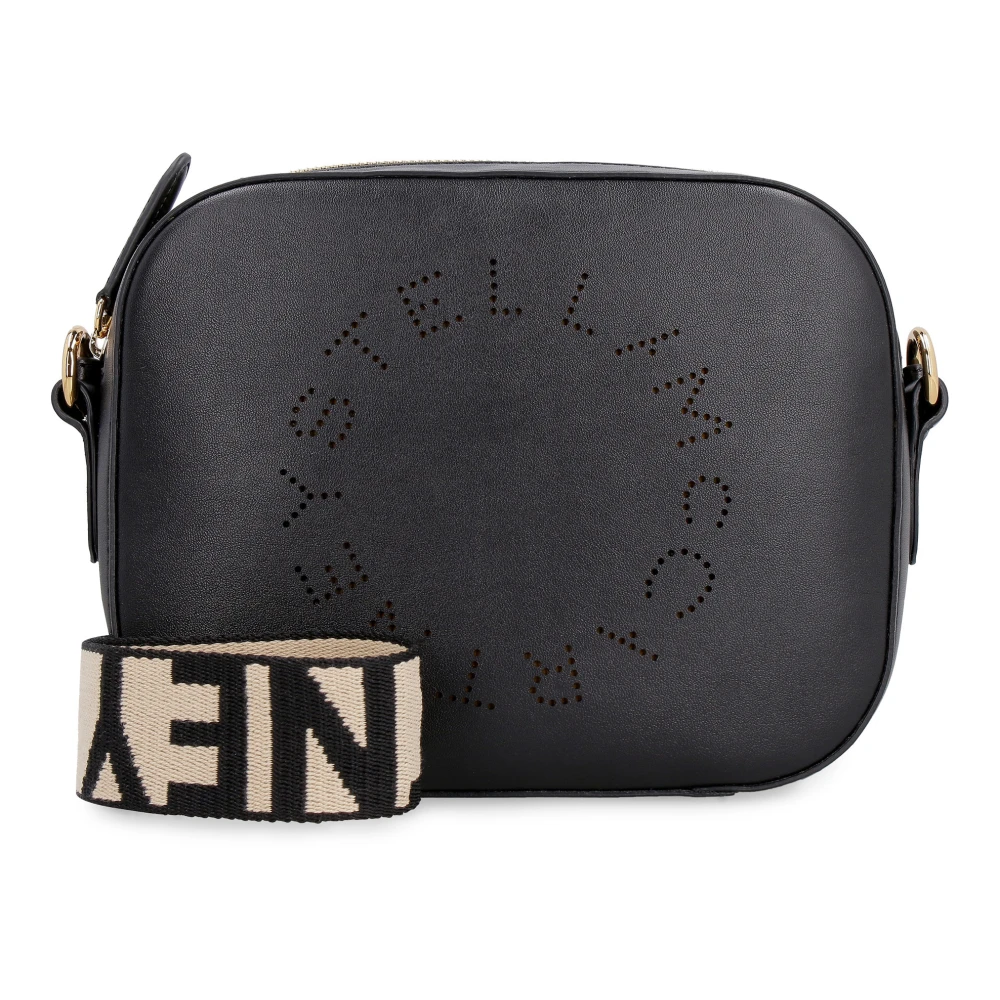 Stella Mccartney Women's Black Cross Body Bags, One Size, Logo Camera Crossbody Bag