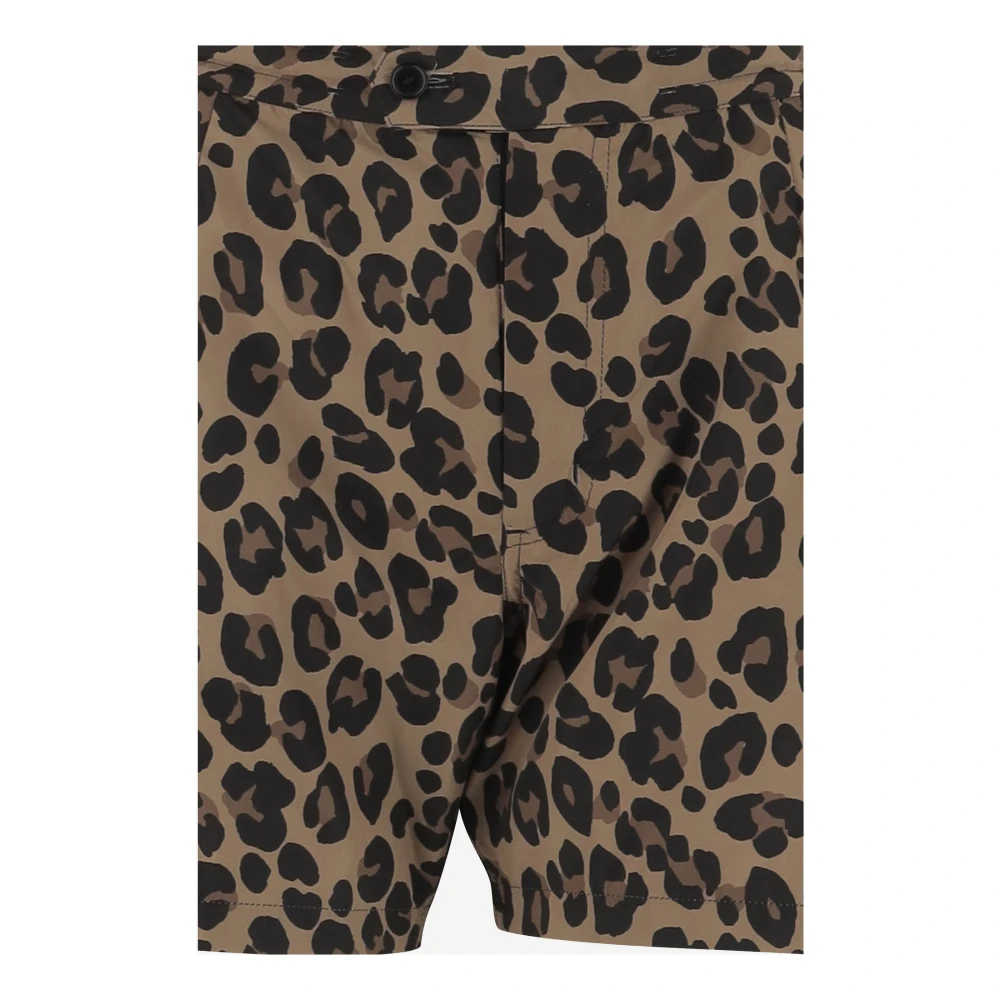 Aspesi Leo Patroon Elastische Taille Casual Shorts Brown Dames