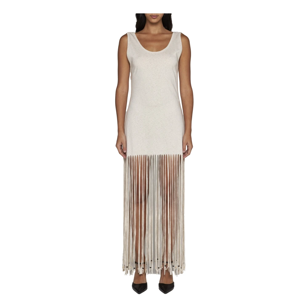 Alanui Fringe Canvas Jurk Beige Dames