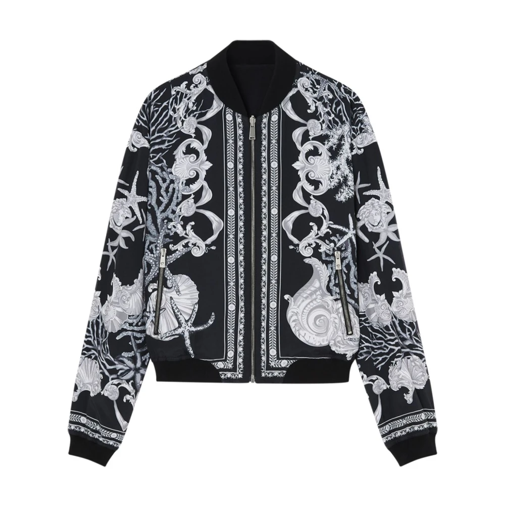 Versace Omkeerbare Grafische Print Jas Black Heren