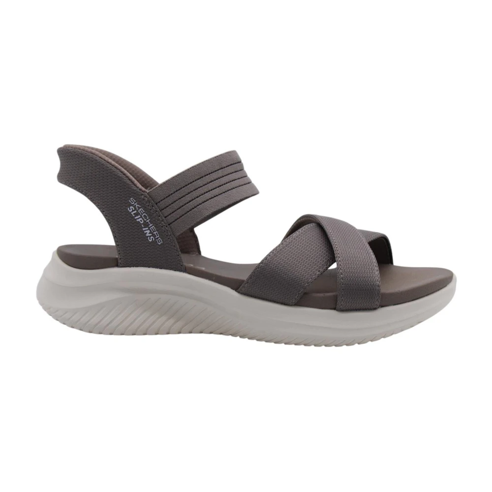 Skechers Women's Beige Stylish Sandy Sandal For Summer - Flat Sandals - 8 Uk - Shoes