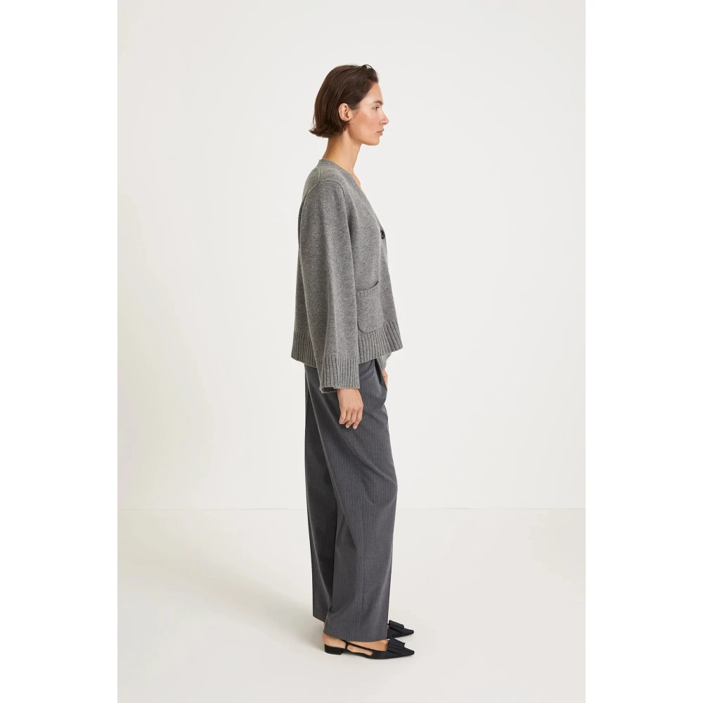 Stylein Grijze Merino Cardigan met V-Hals Gray Dames