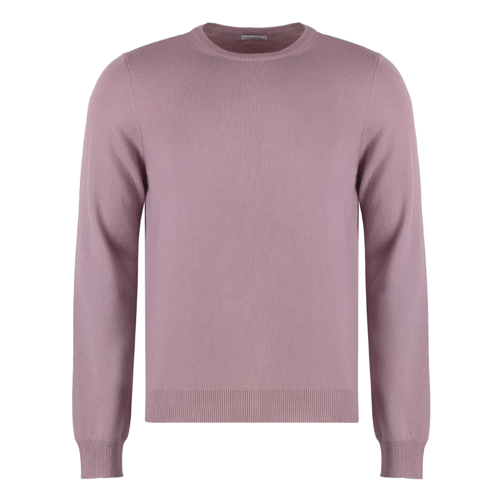 Malo Luxe Cashmere Sweater Ribgebreide Randen Pink Heren