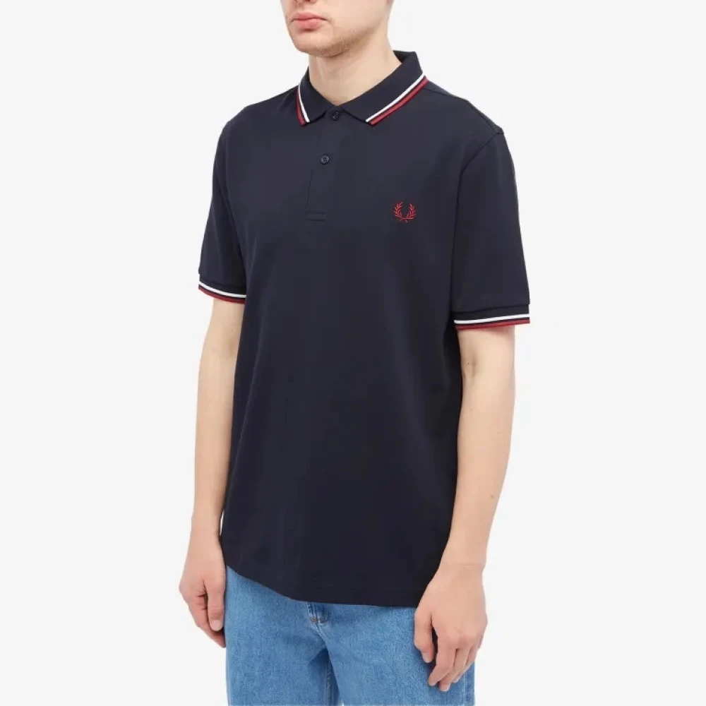 Fred Perry Slim Fit Twin Tipped Polo Blue Heren