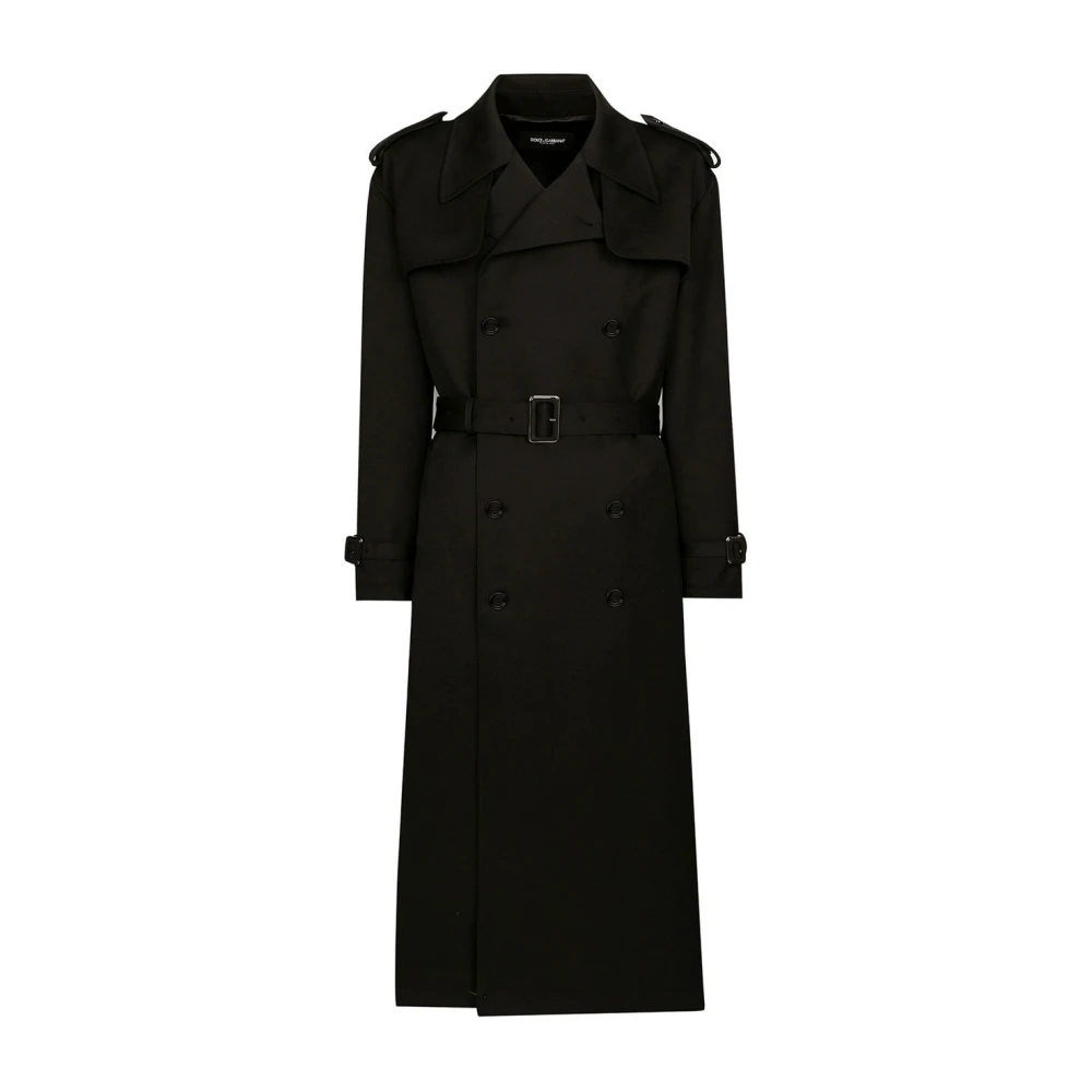 Dolce & Gabbana Klassieke Double-Breasted Trenchcoat met Riem Black Heren