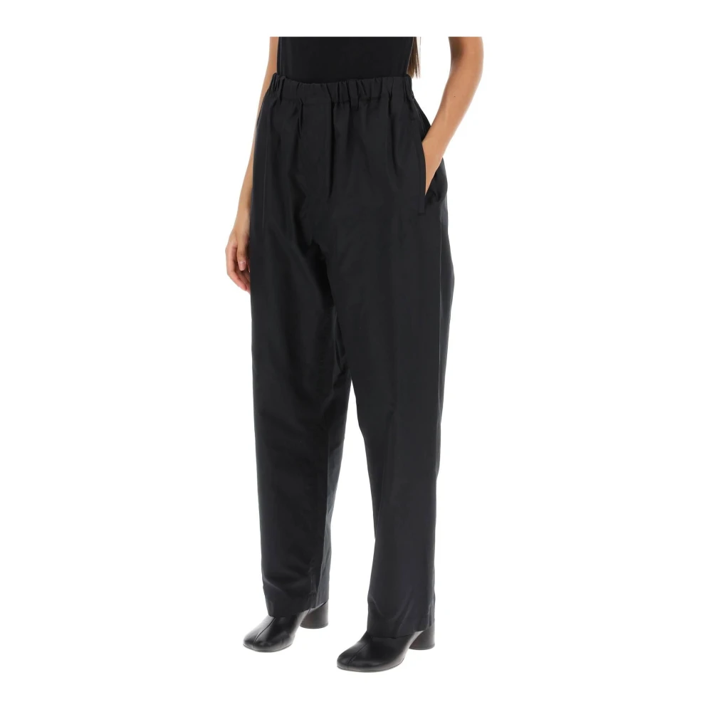 Lemaire Losse zijden broek met elastische tailleband Black Dames