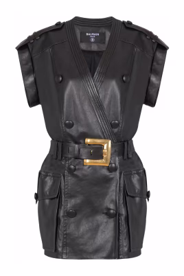 robe-courte-ceinturee-en-cuir-dagneau