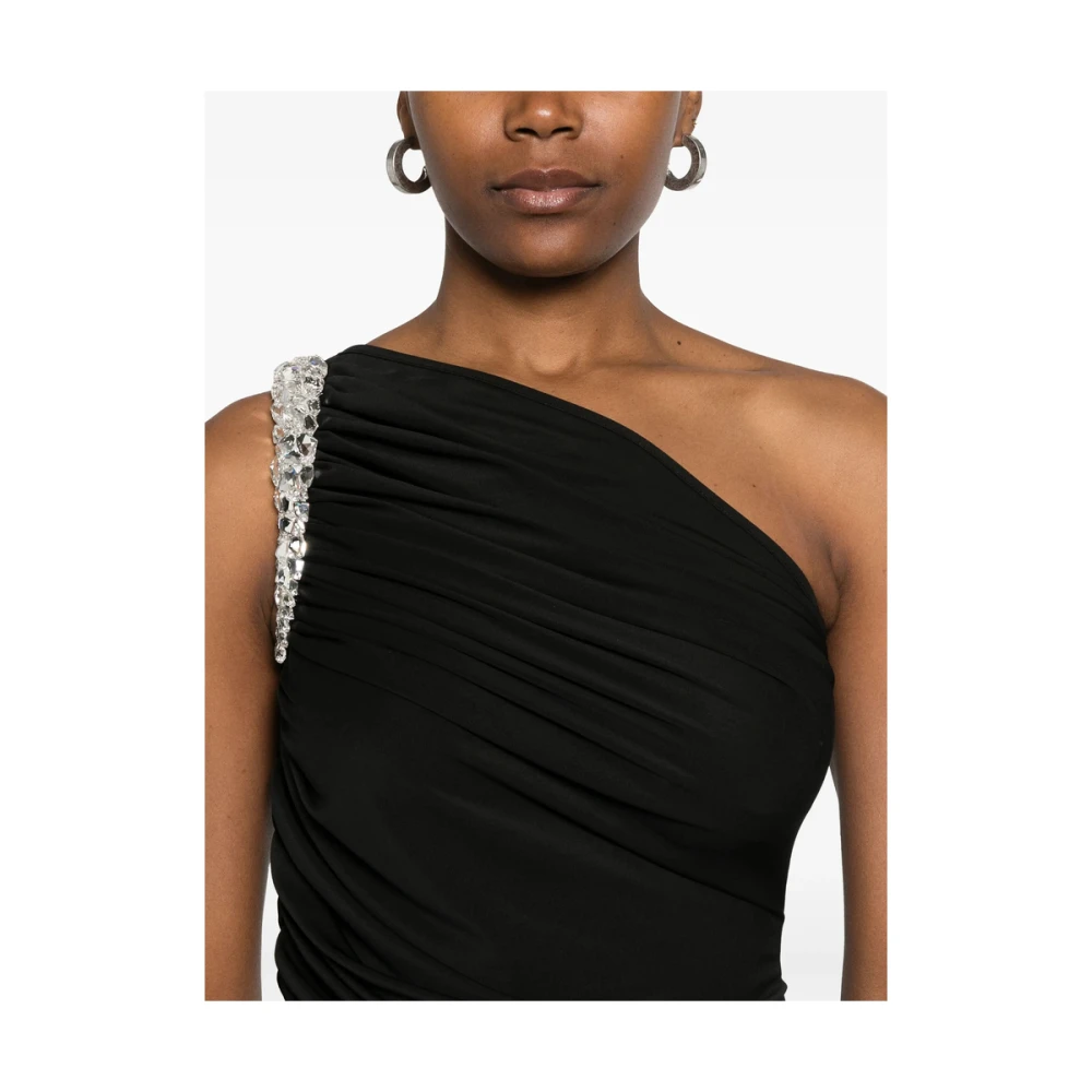David Koma Zwarte One-Shoulder Asymmetrische Jurk Black Dames
