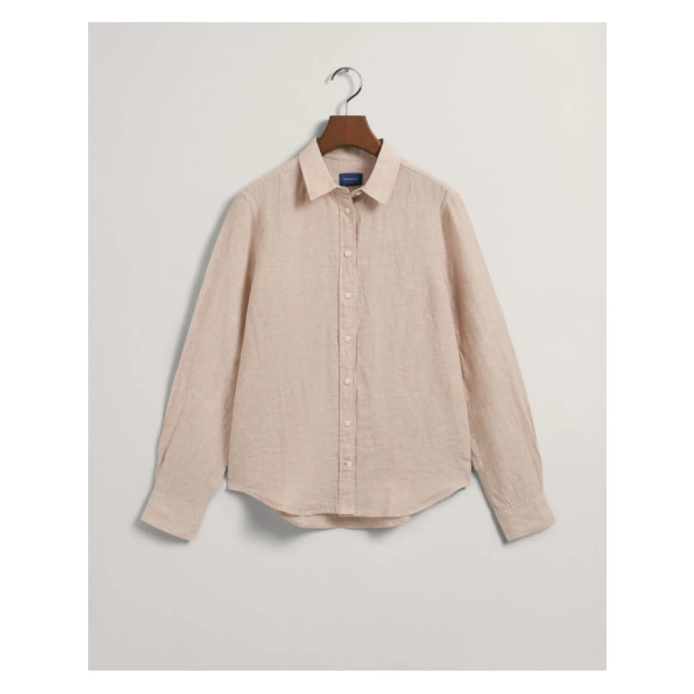 Gant Reguliere Linnen Chambray Overhemd Beige Dames