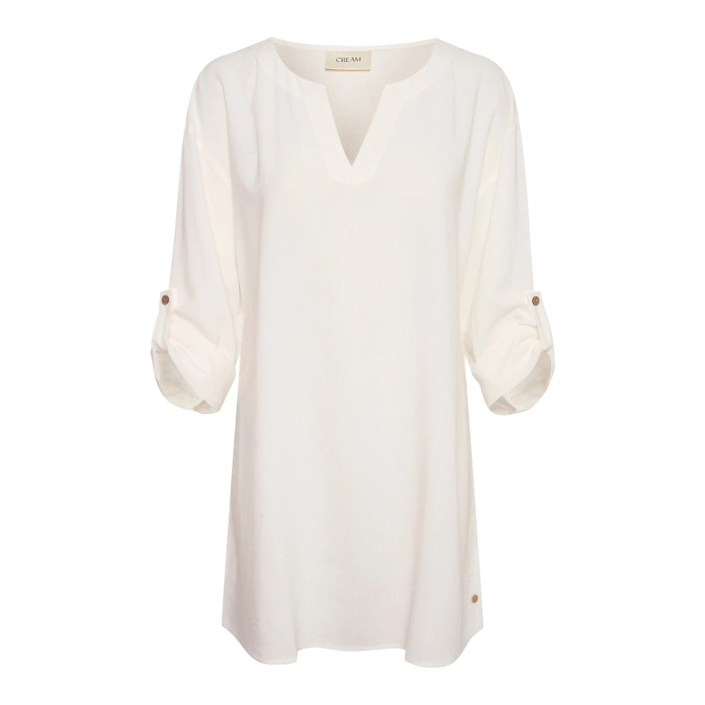 Cream Women's White Tunics, Xs, Snow Tunic With V-Neck