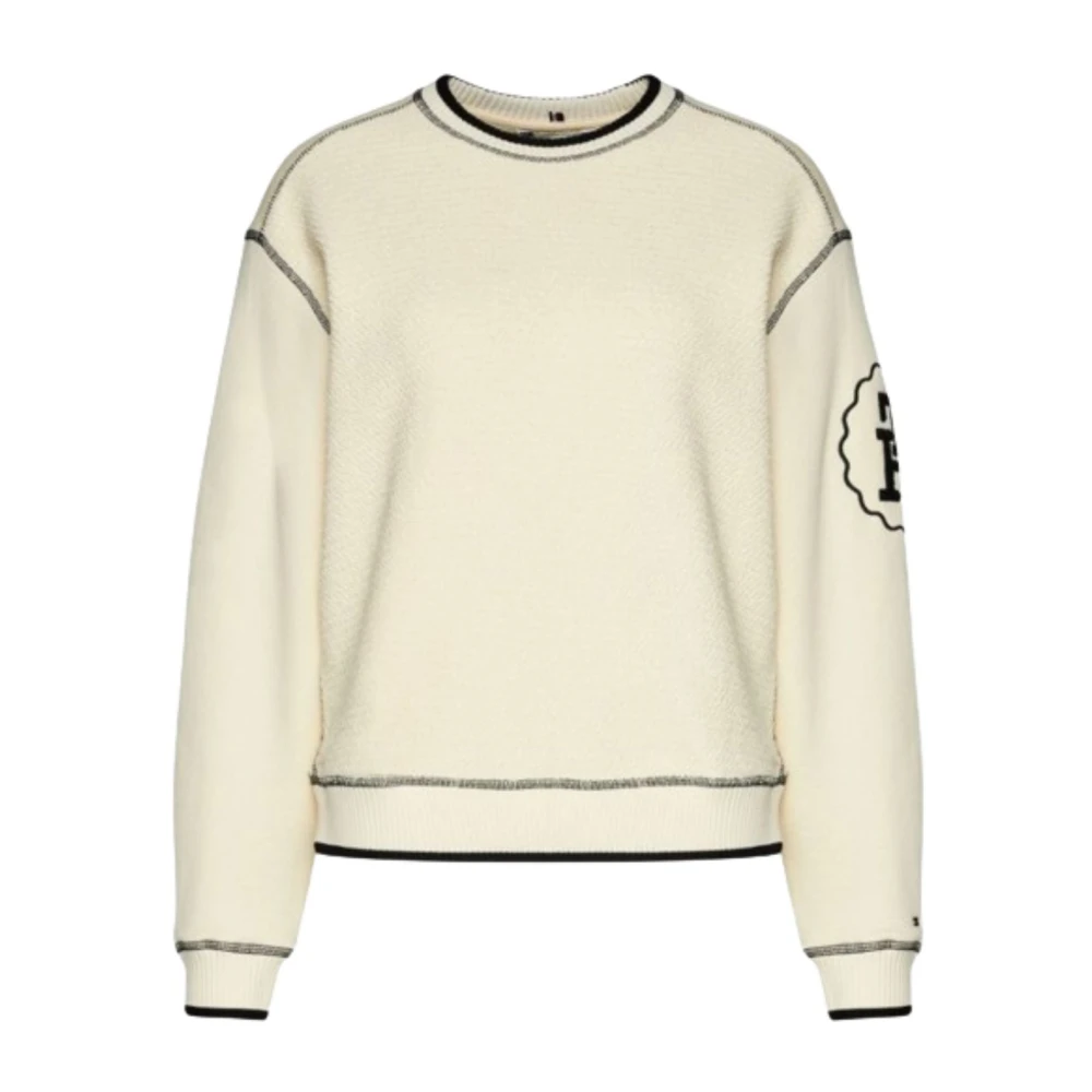 Tommy Hilfiger Gestructureerde Crew Neck Sweatshirt voor Vrouwen Beige Dames