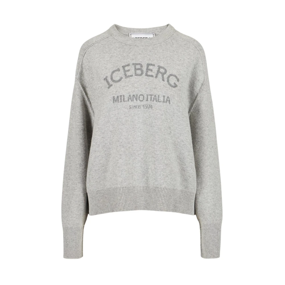 Iceberg Grijze crew-neck sweater met logo Gray Dames