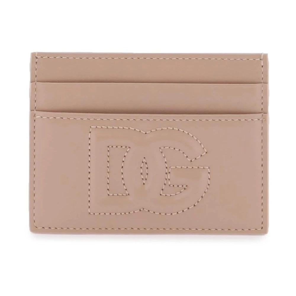 Dolce & Gabbana Leren kaarthouder met logo Pink Dames