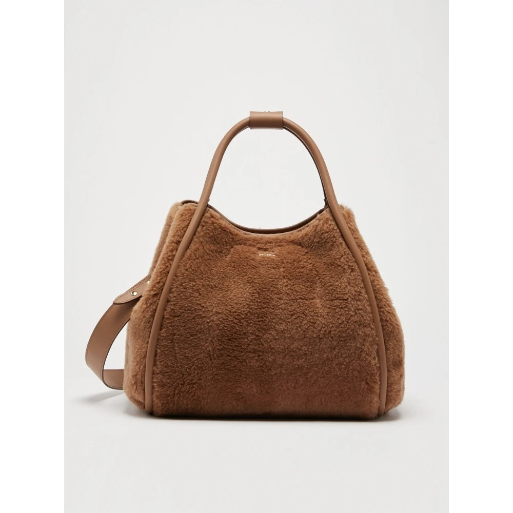 Max Mara Luxe Teddy Tas met Leren Details Brown Dames