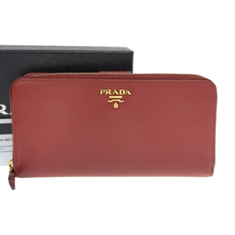 Prada Vintage Pre-owned Canvas wallets Red Dames