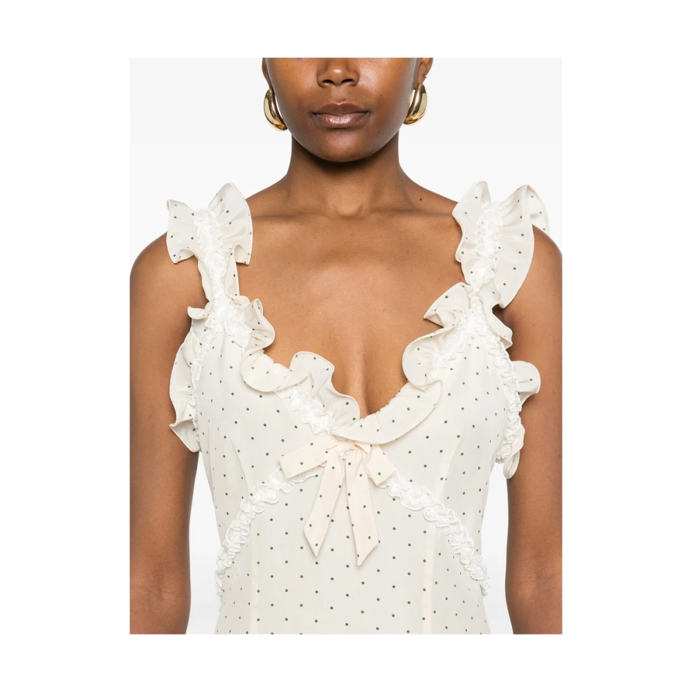 Alessandra Rich Gerimpelde V-hals Mouwloze Jurk Beige Dames