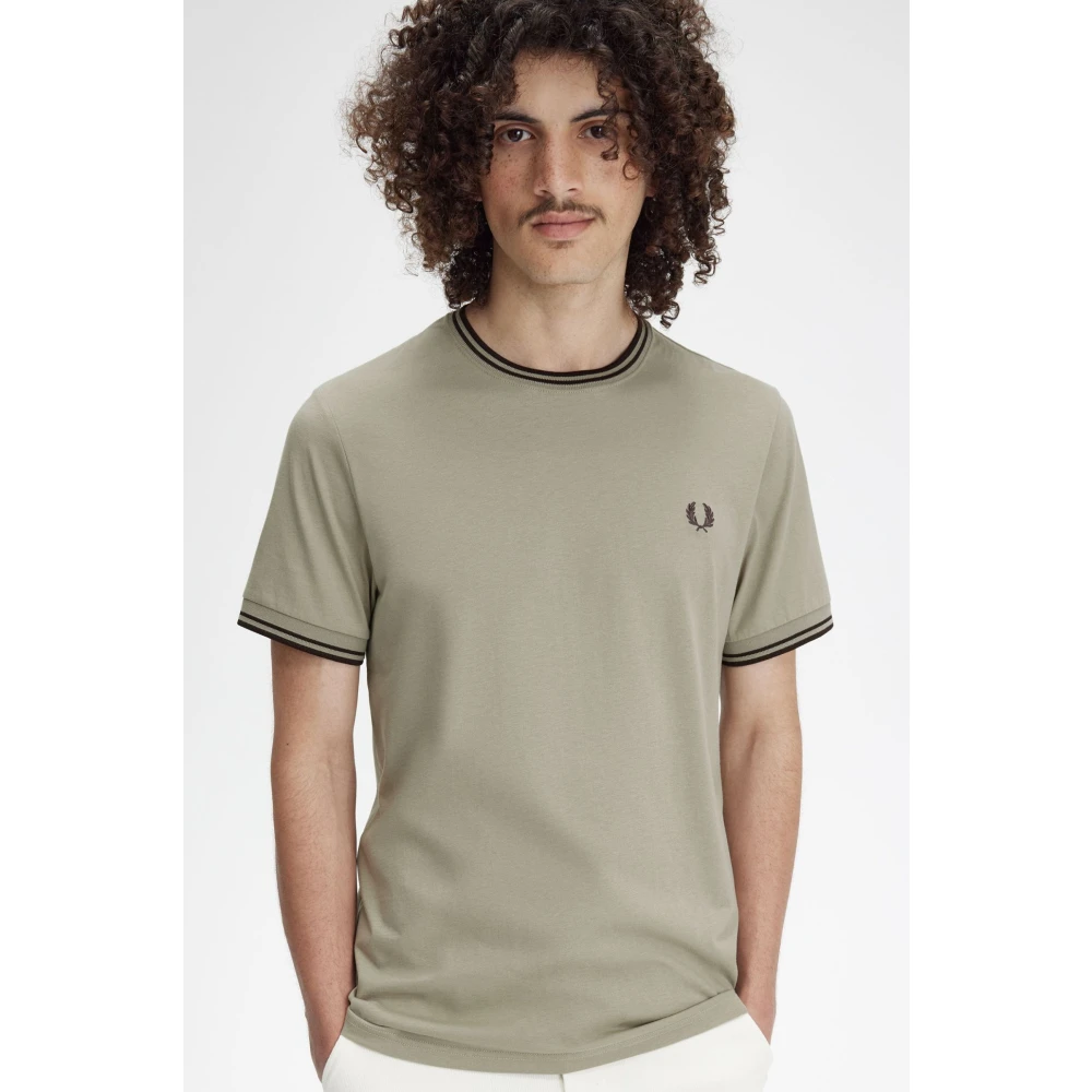 Fred Perry Twin Tipped Ronde Hals T-Shirt Gray Heren