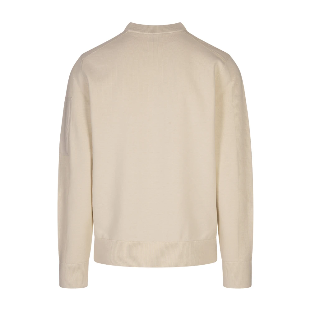 Hugo Boss Witte trui met ronde hals en zak White Heren