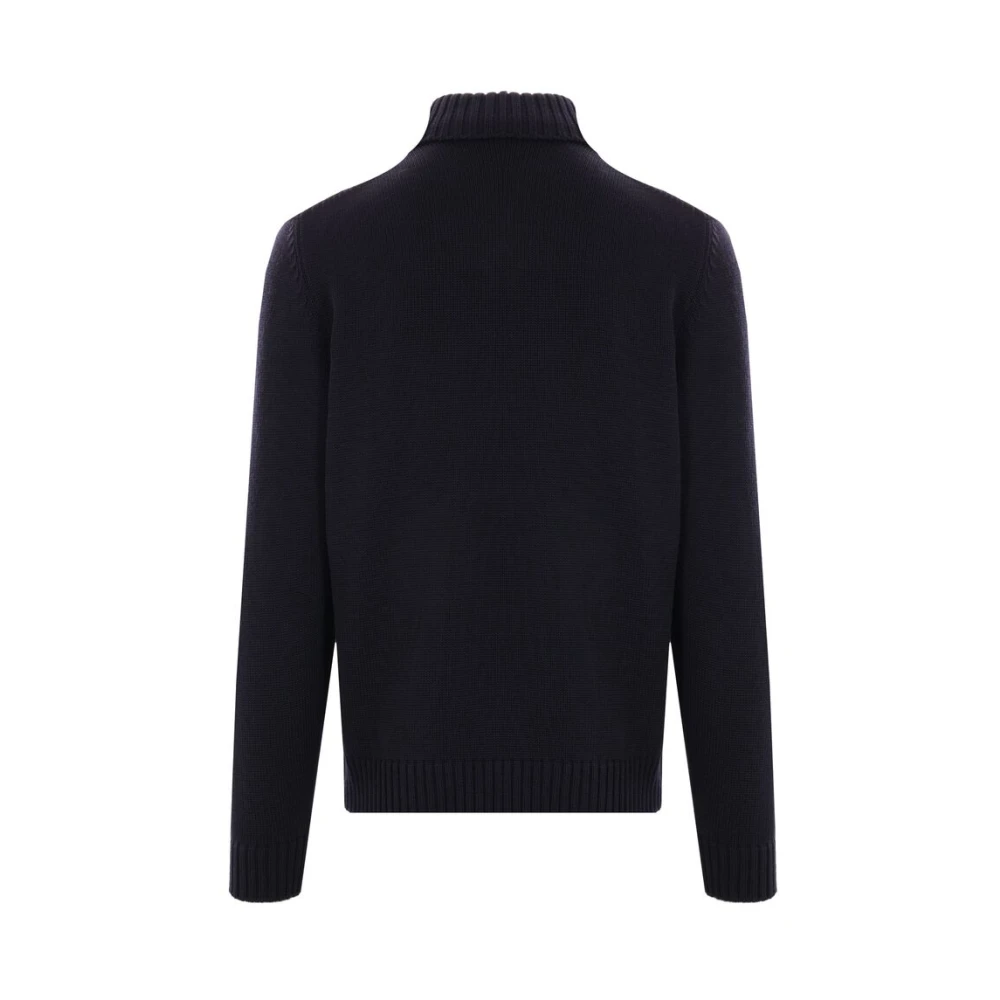 Zanone Blauwe Gebreide Coltrui Sweater Blue Heren