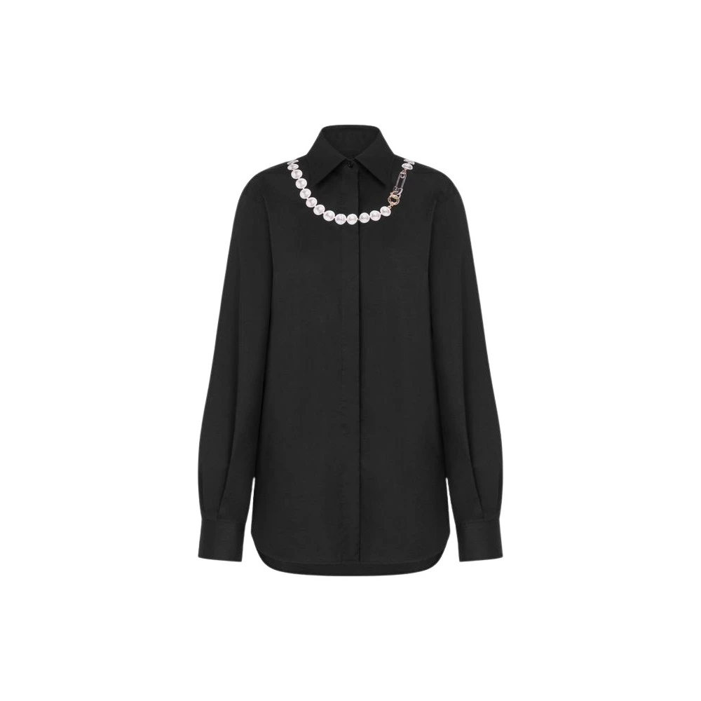 Moschino Women's Black Printed Stretch Cotton Poplin Shirt