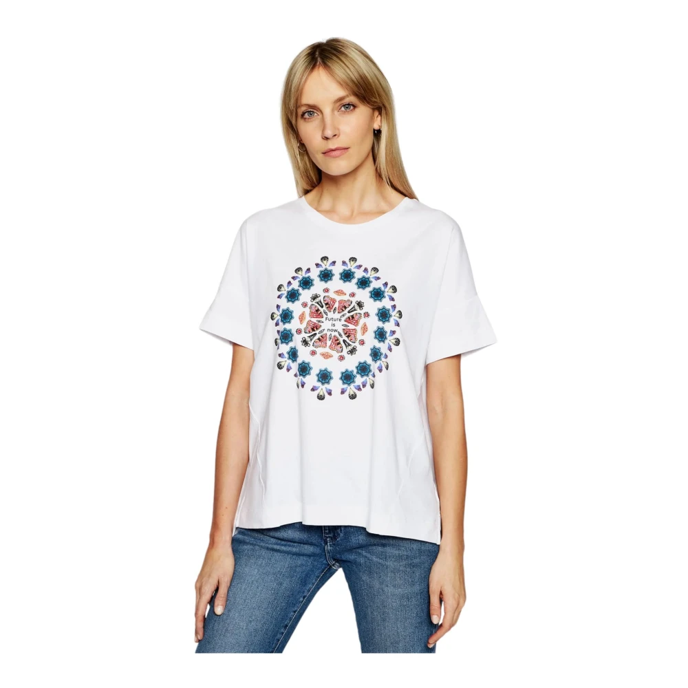 Desigual Korte Mouw T-shirt White Dames