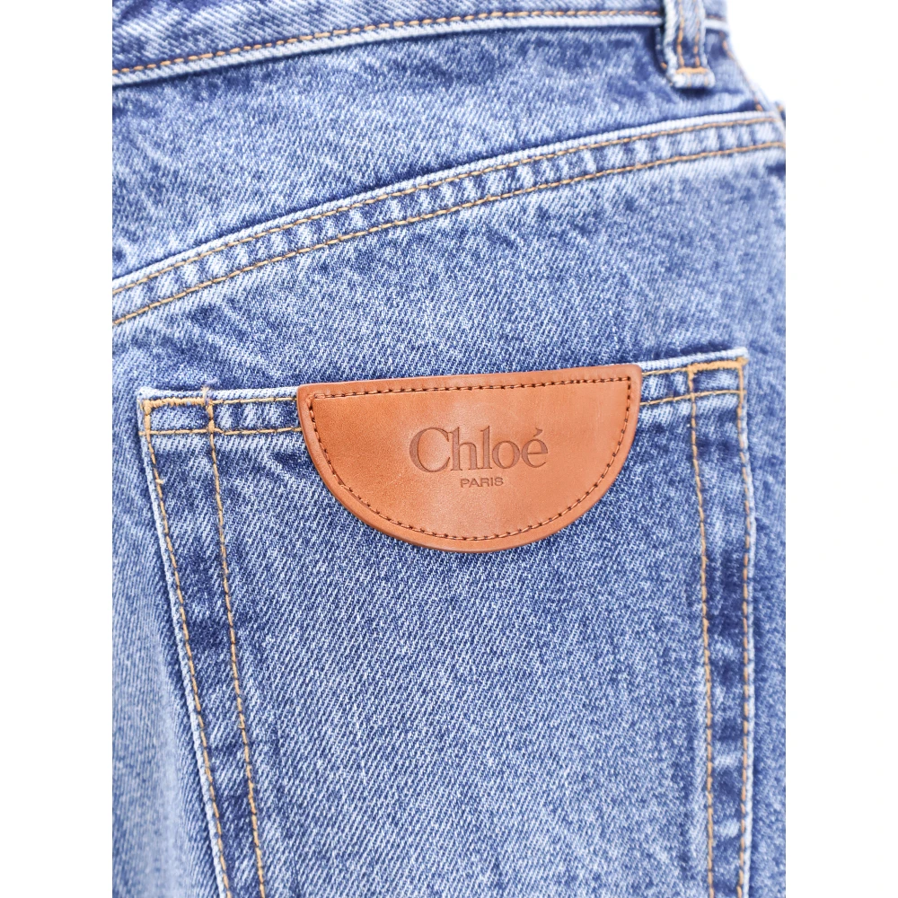 Chloé Denim Bermuda Shorts met Frayed Bottom Blue Dames