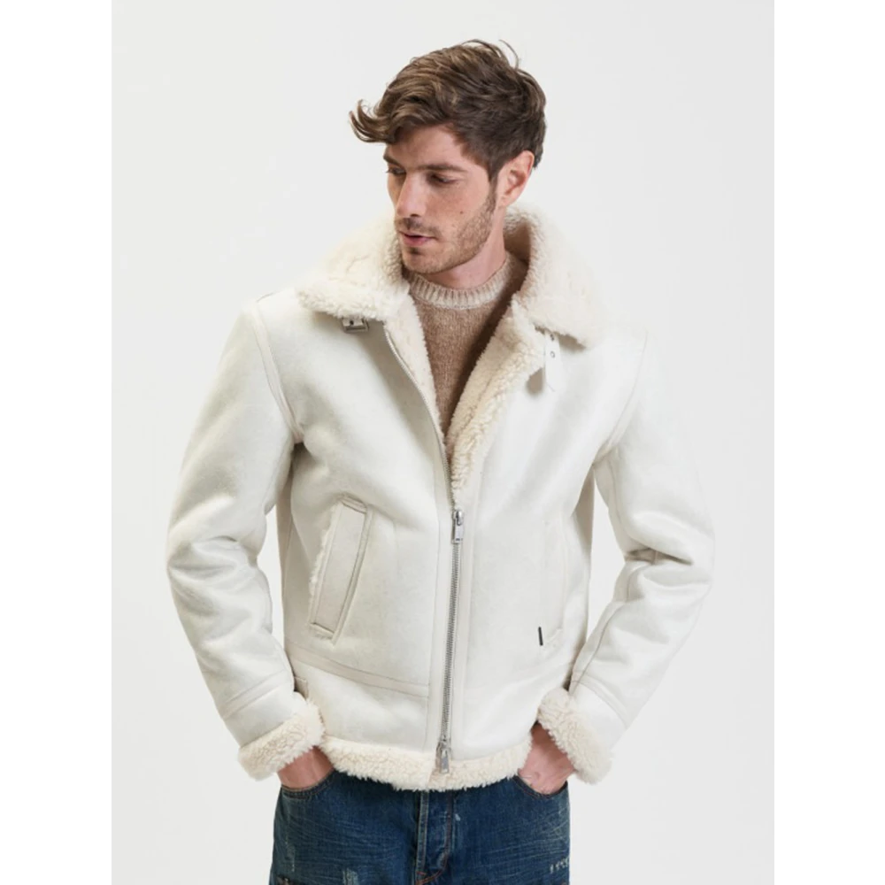 Gianni Lupo Witte Schapenvacht Jas Urban Stijl White Heren