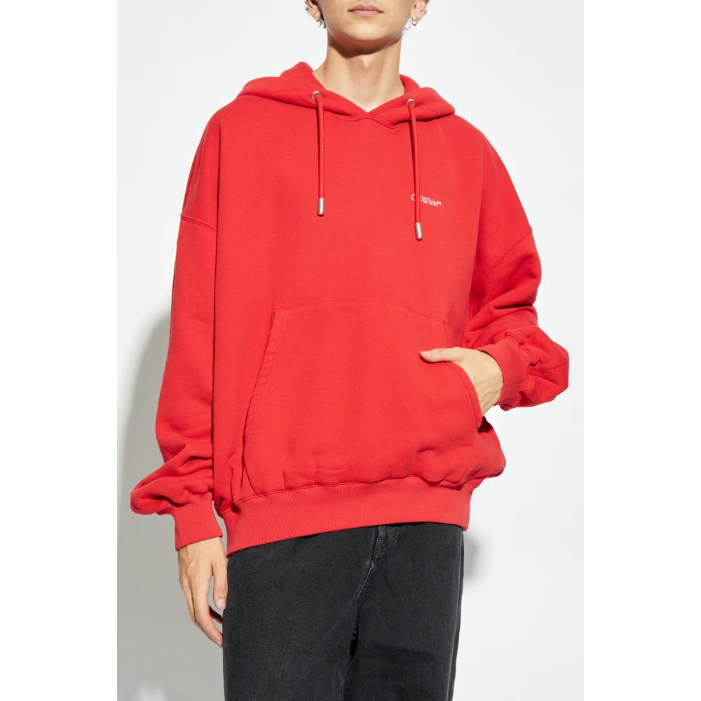 Off White Logo Sweatshirt Red Heren