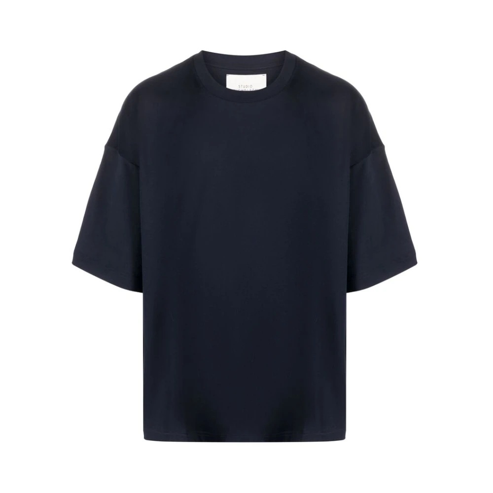 Studio Nicholson Navy Blue Oversize Ronde Hals T-shirt Blue Heren